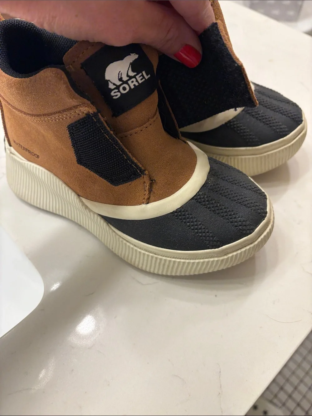 Sorel Kids Brown Suede and Black Rubber Duck Boots